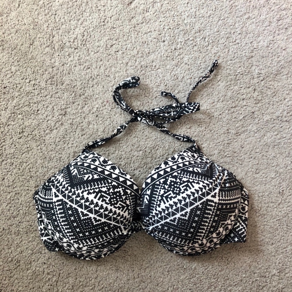 Xhilaration Black & White Halter Bikini Top